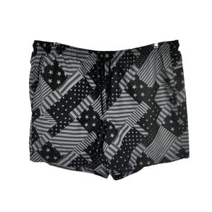DSG Patriotic Swim Trunks Mens 2XL Black Grey Flag Patchwork Board Shorts